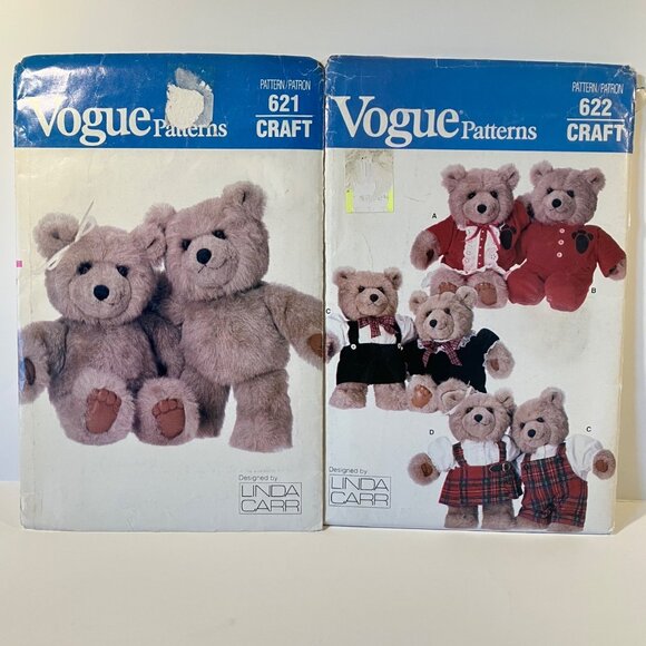 Vogue 621 & 622 Linda Carr 15" Baby Bears and Baby Bear Clothes Patterns  Uncut - Picture 2 of 10